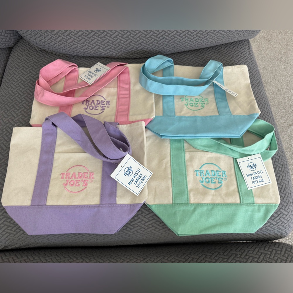 Trader Joe's Mini Pastel Canvas Tote Bags